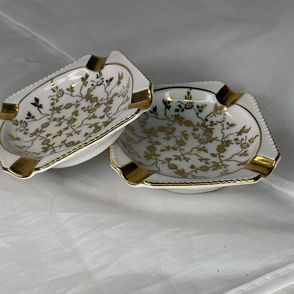 VTG Haus Dresden 24K gold painted ashtrays Western Germany.